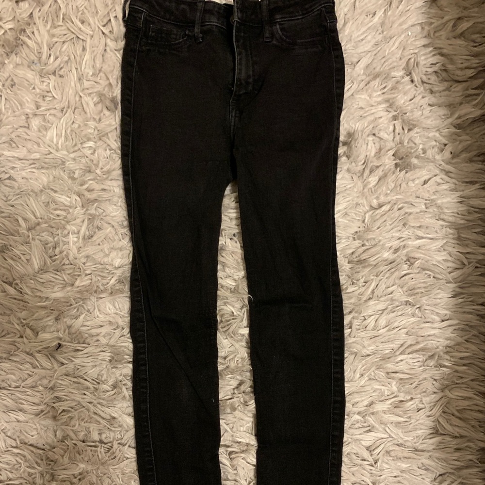 solid black mid rise hollister jeans